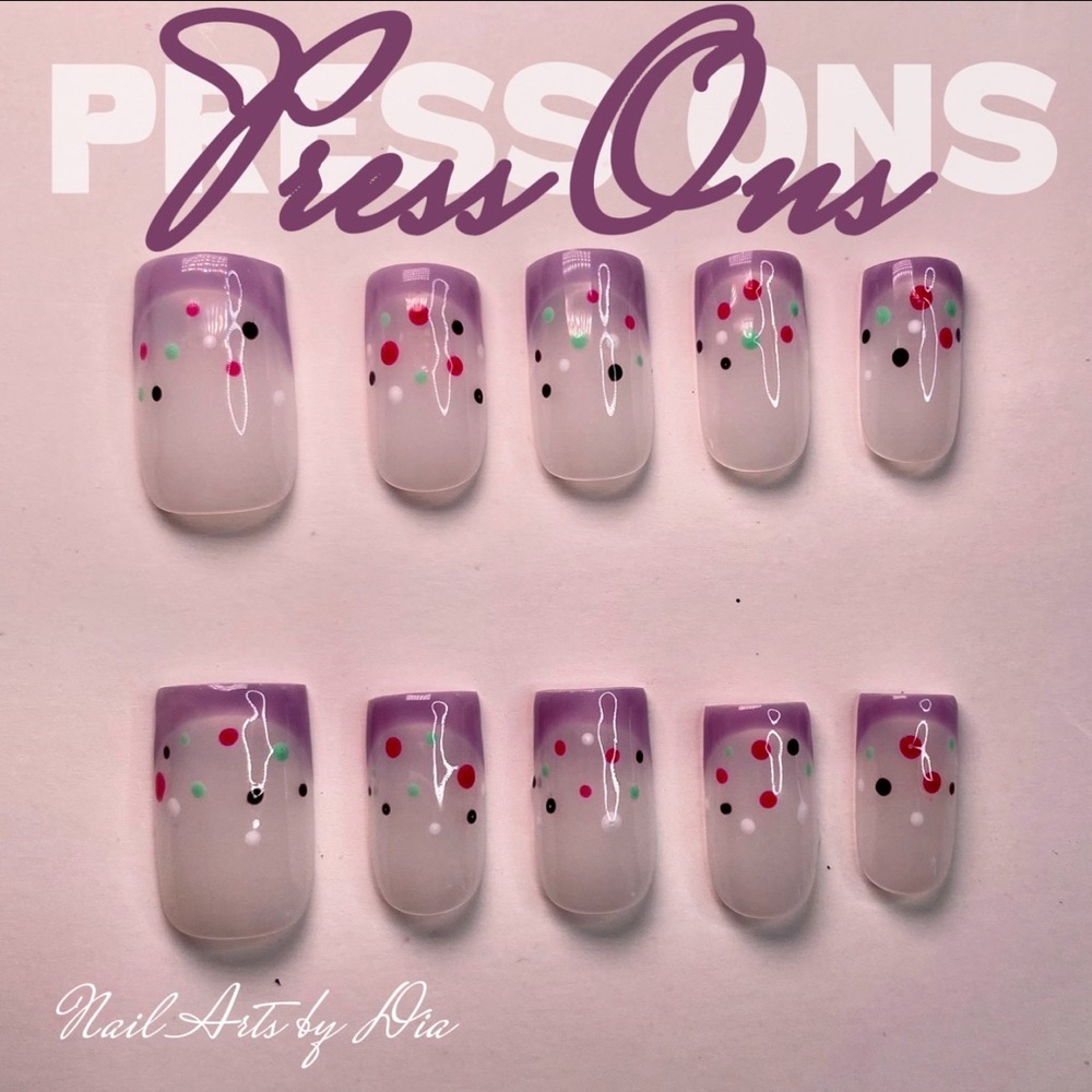 Purple and Red Press-On Nails